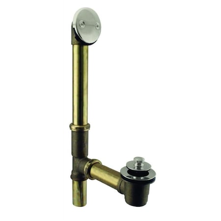 Westbrass Pull & Drain Bath Waste, 14" Make-Up, 20 Ga. Tubing in Satin Nickel D3262-20G-07(79720-07)